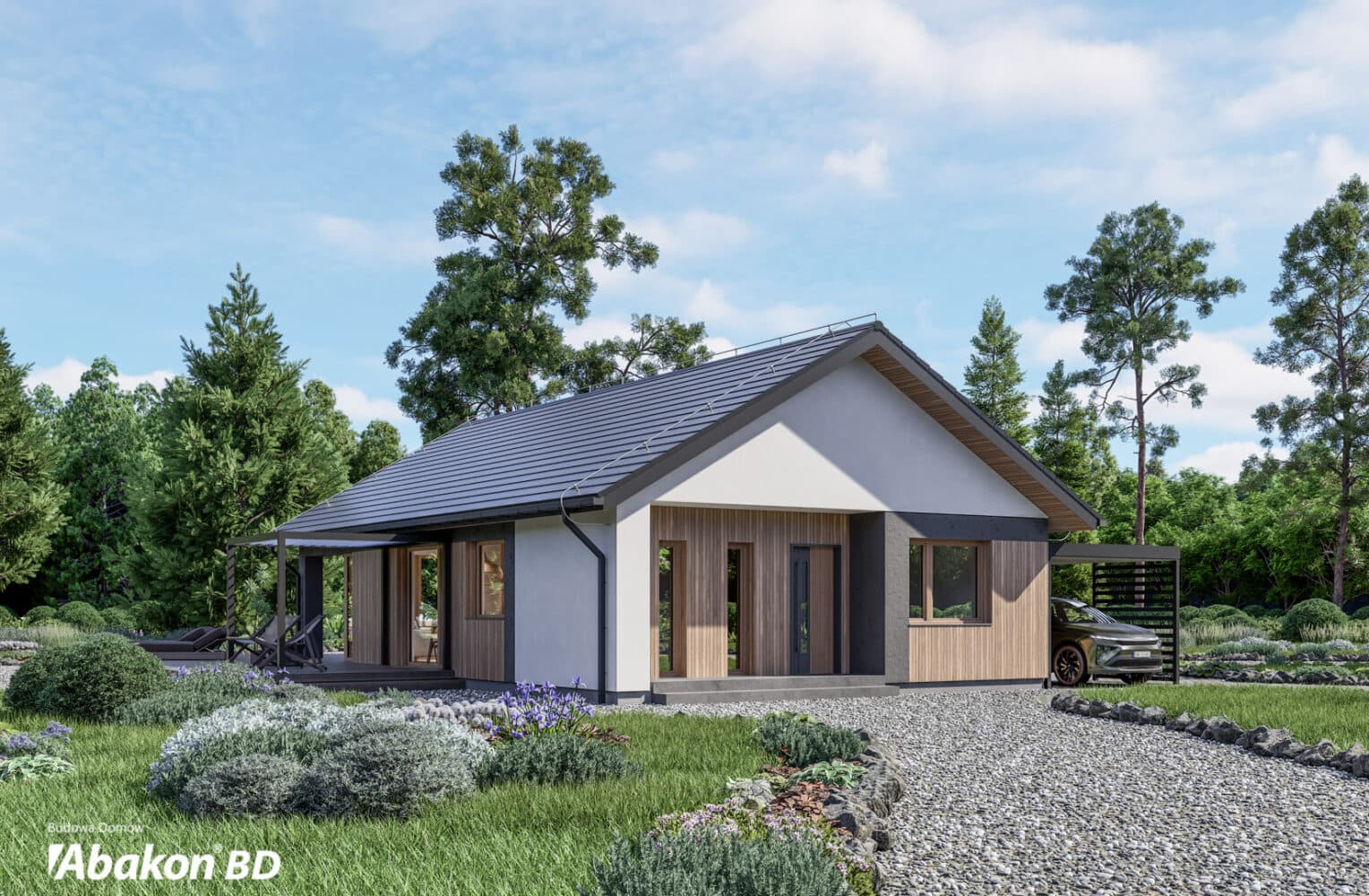 Dom parterowy Abakon 2025 SE — z prefabrykatów keramzytowych, 86,98 m² — model domu