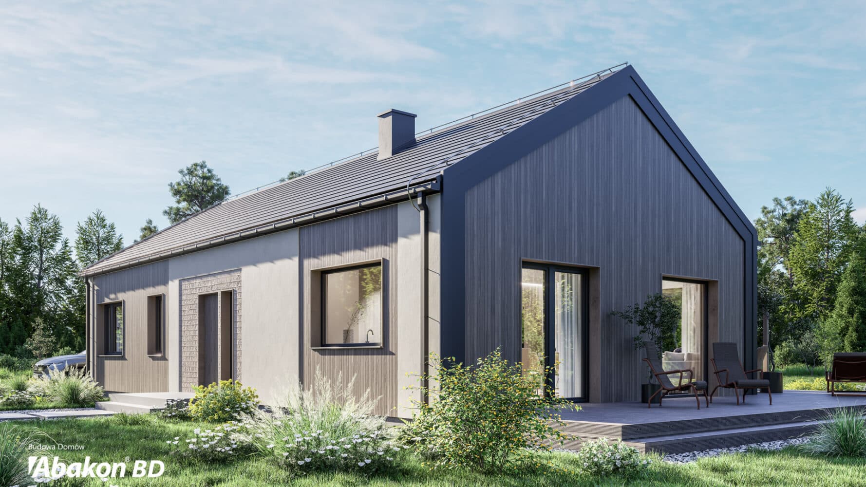 Dom parterowy Abakon Moderno 105 — stodoła z prefabrykatów keramzytowych, 105 m² — Abakon BD Sp. z o.o.