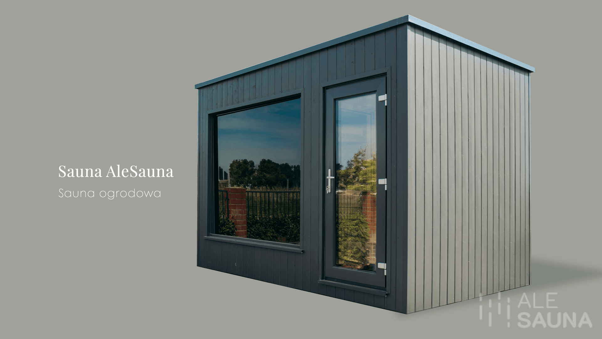 Sauna ogrodowa z przedsionkiem, model Antracyt — 3,8 × 2,51 m — ZDP Łukasz Wierciński (AleSauna)
