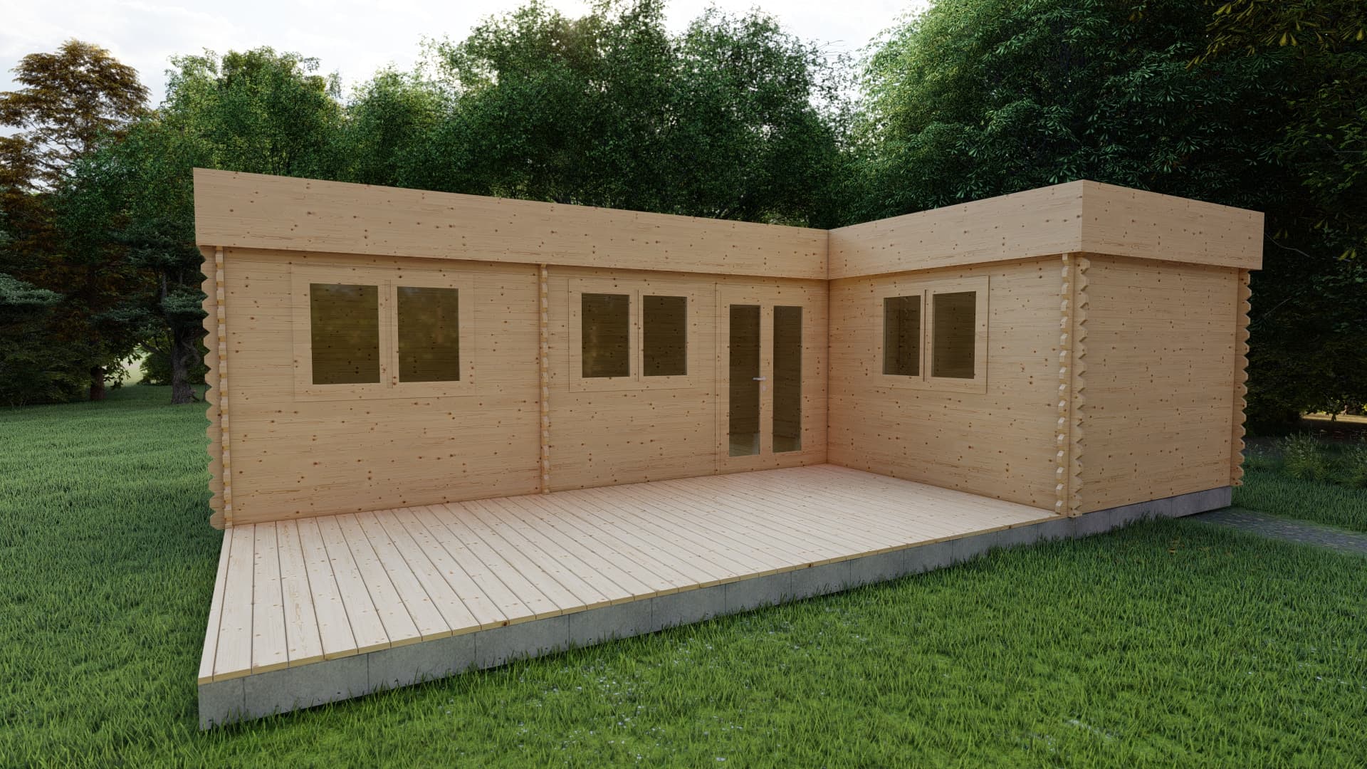 Domek z bala Bielany — 35 m² z tarasem 18 m² — model domu