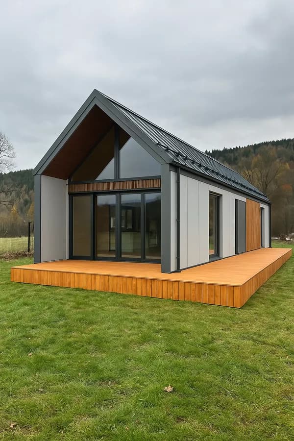 Arkadia 60 — parterowa stodoła z dużym tarasem — model domu