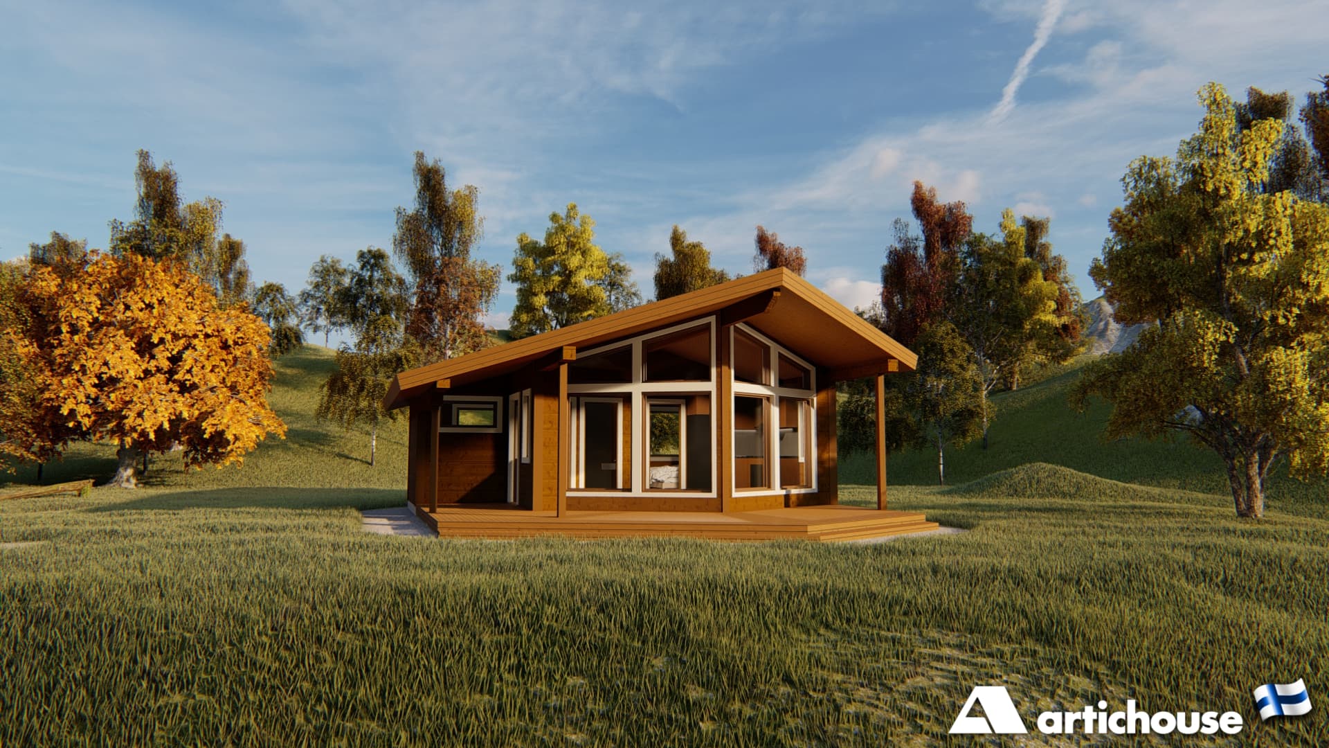Domek letniskowy z bali Tunturi 43 — 43 m² — Artichouse (Artichouse Suomen Lomakoti Oy)