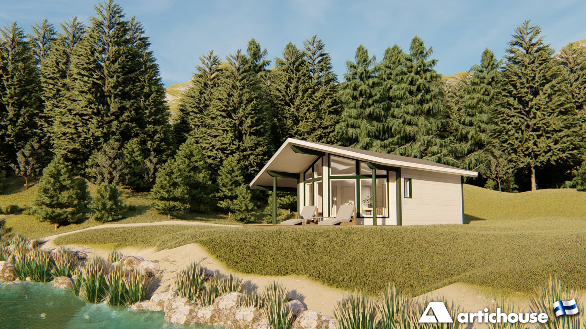 Domek letniskowy z bali Tunturi 48 — 48 m² — Artichouse (Artichouse Suomen Lomakoti Oy)