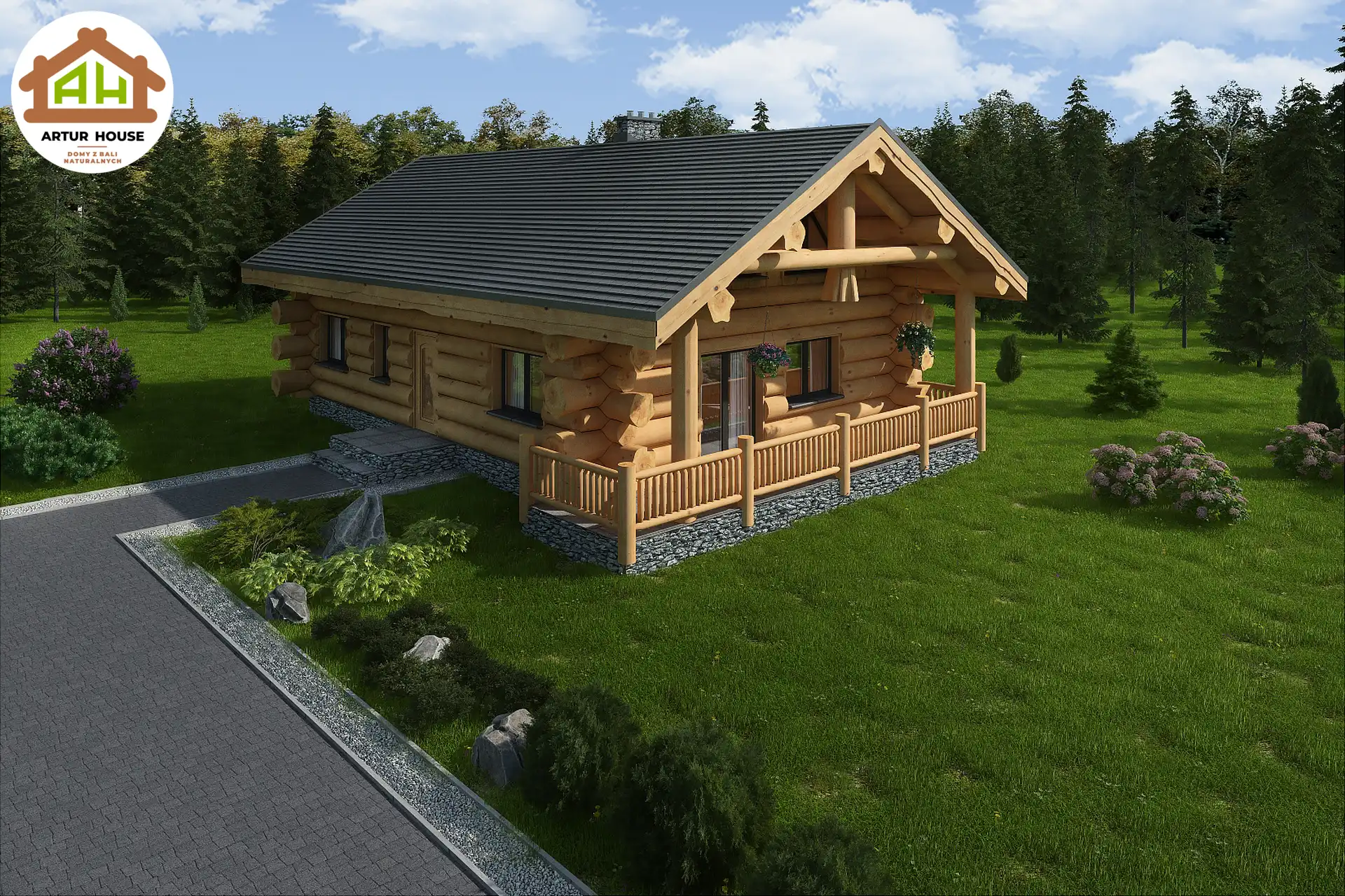 Parterowy dom z bali L-240, 115,68 m² — Artur House (Artur Tomasiak)