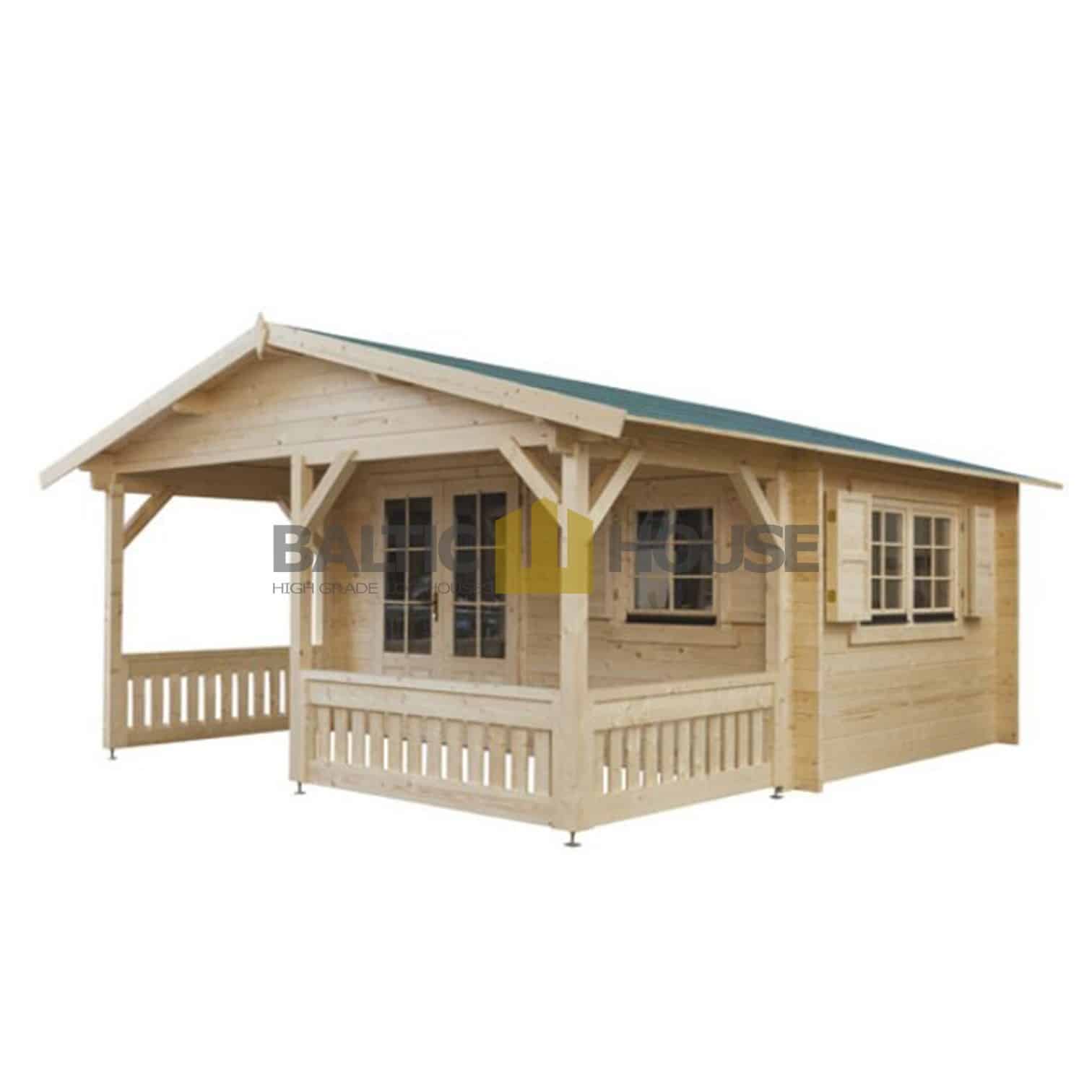 Domek ogrodowy z bali Olbia 4030+20 — 4,1 × 3,1 m, 21,1 m² + taras — Baltic House Factory OÜ