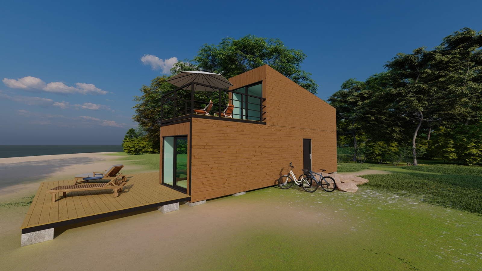 Dom modułowy ELEVATED 45 — 35 m² + antresola — Borbas Container AB
