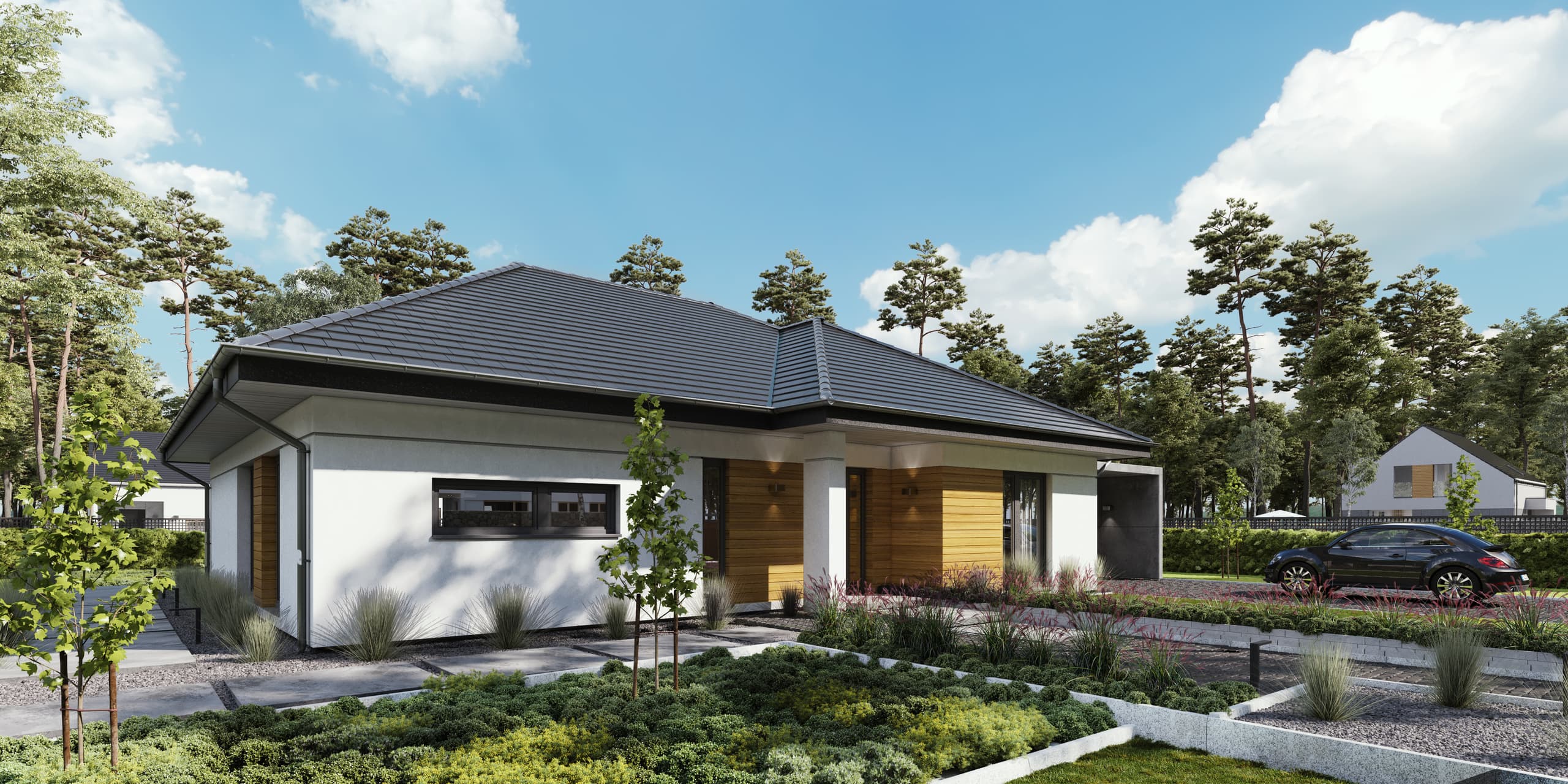 Dom parterowy 138 P1 — 137,86 m² — brawo domy pasywne — grupa brawo sp. z o.o.