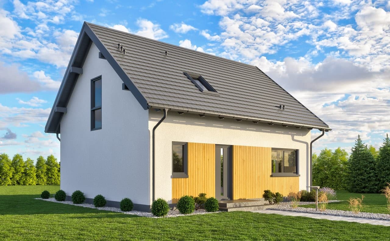Dom szkieletowy KOMFORT 5 z poddaszem, 99 m² — model domu