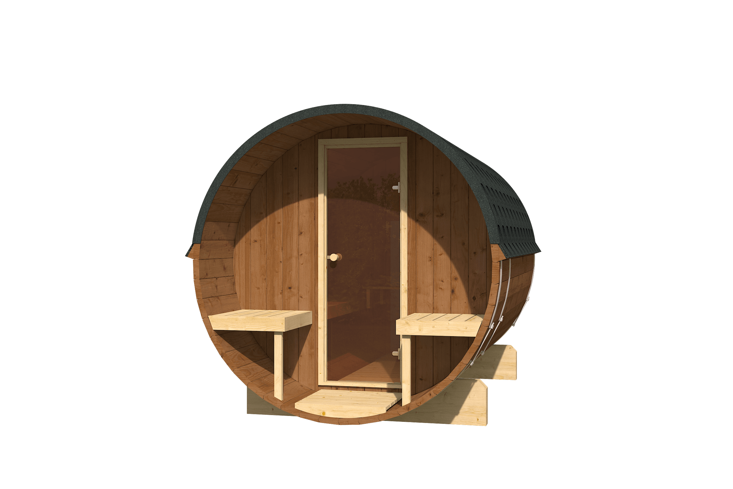 Sauna beczka EDA thermowood — 2,0 × 2,8 m, 4–6 osób — Capra OÜ (Capra Saunas)