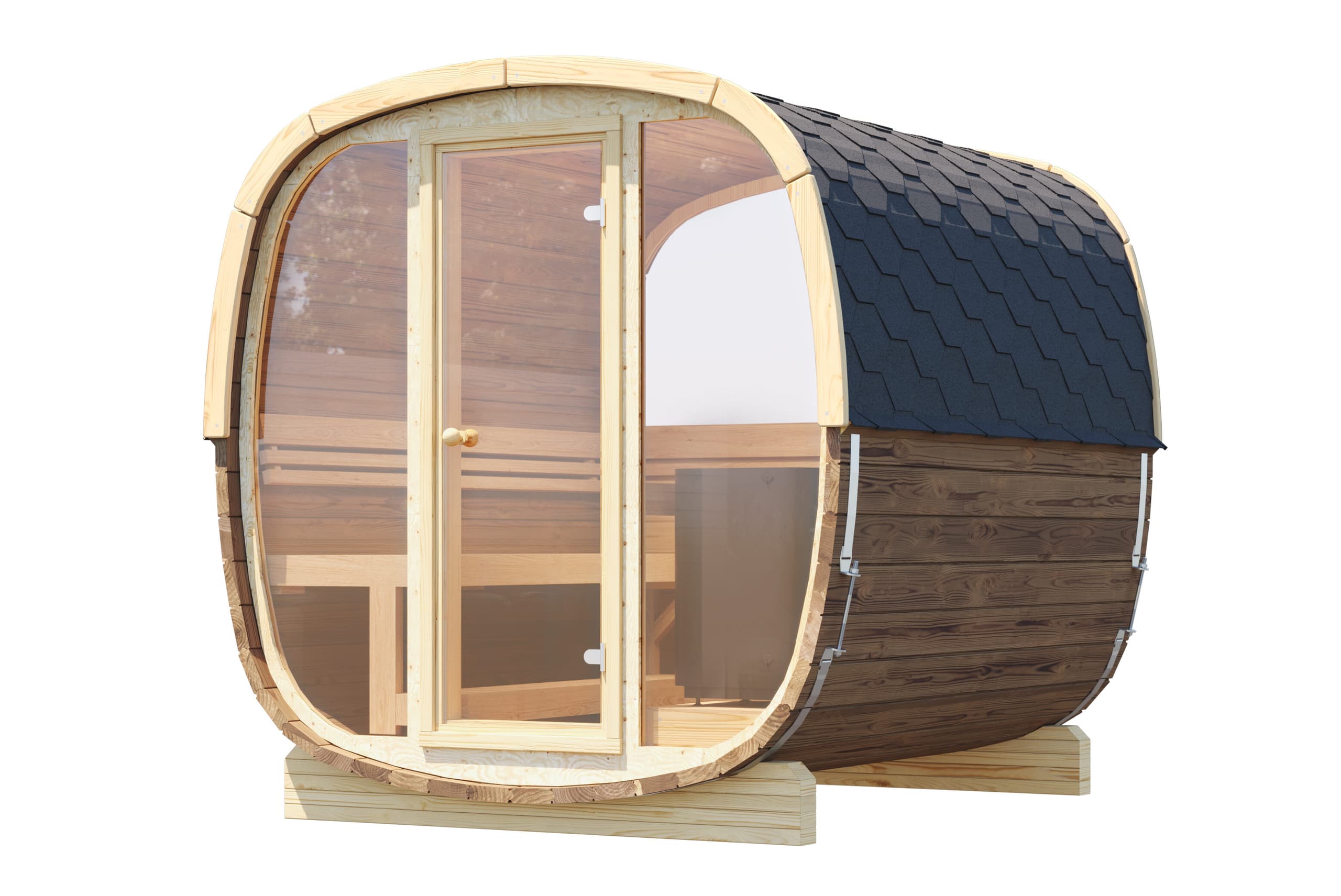 Sauna ogrodowa UKU 230 thermowood — 2,0 × 2,3 m, 4–6 osób — model domu