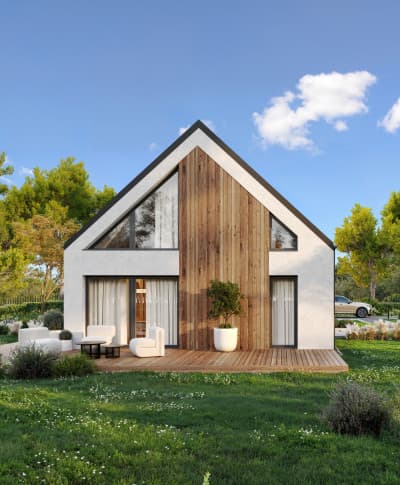 Dom prefabrykowany Connect ONE Barn — dach dwuspadowy, 107 m² — model domu