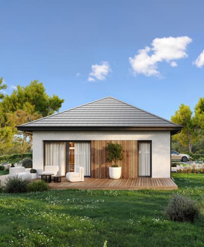 Dom prefabrykowany Connect ONE Classic — dach kopertowy, 107 m² — Connect House Sp. z o.o.