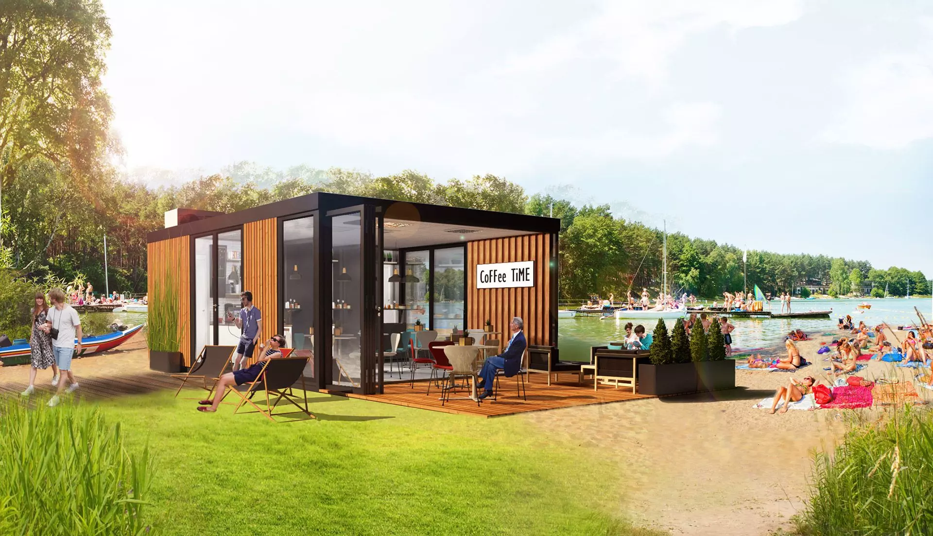 Kawiarnia modułowa — 30 m² — Contibox Łukasz Nowak