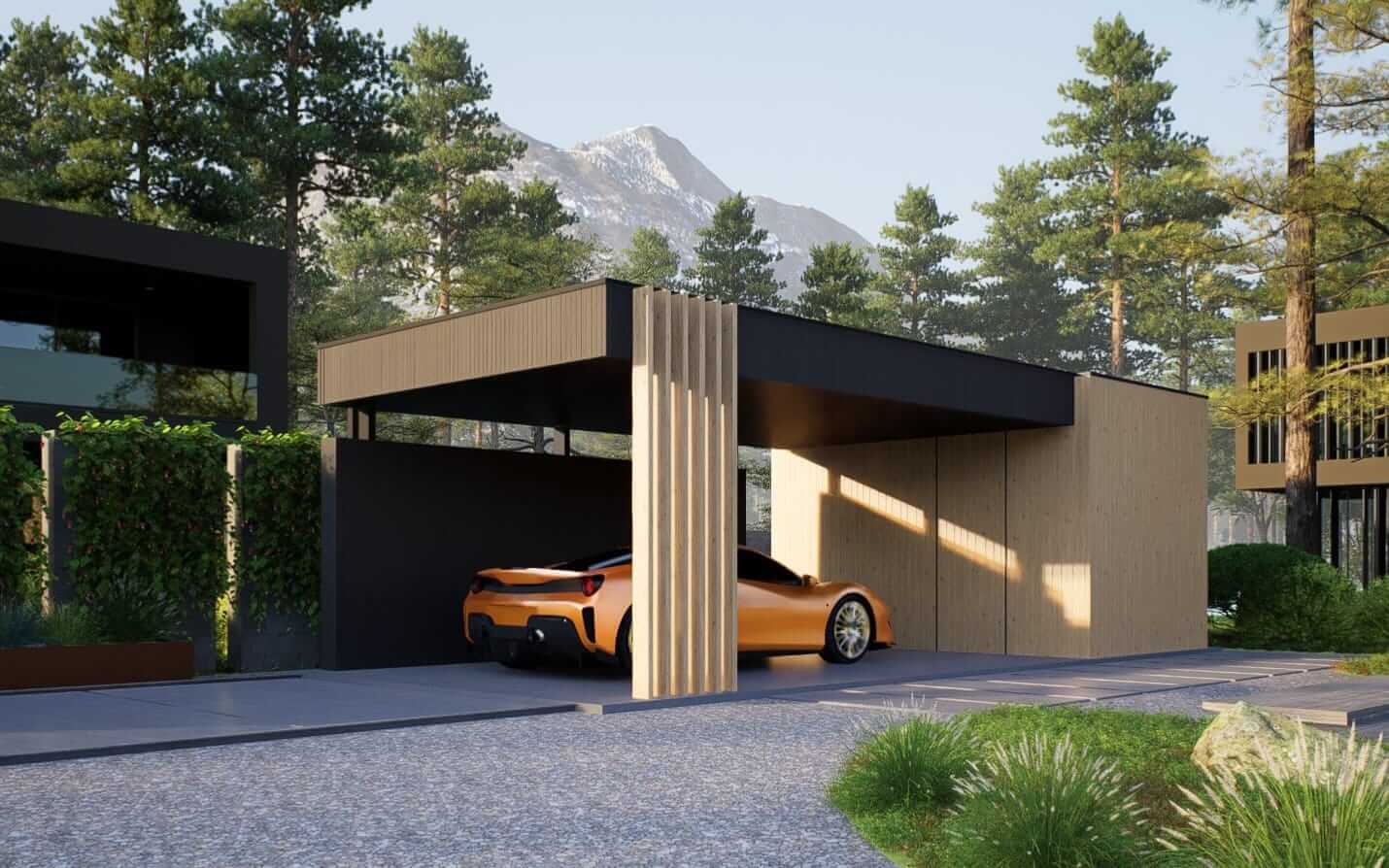 Carport Single 10,15 × 4,9 m — Dąb-Gaj (DABGAJ Wood)