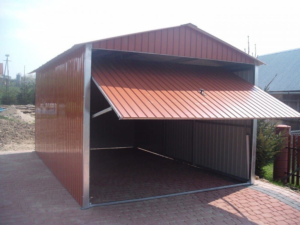Garaż blaszany 3×5 m, dach dwuspadowy, brama uchylna, akryl — ok. 15 m² — FPUH Didex-Stal Aneta Bąbel