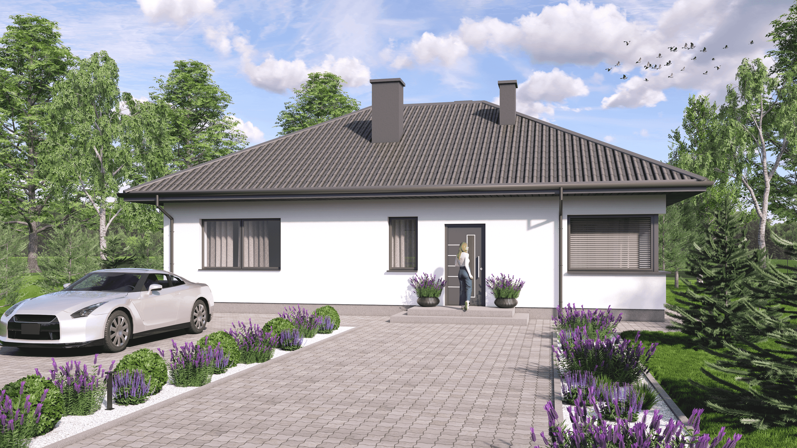 Dom szkieletowy DBS 1 — parterowy, 96,9 m² — model domu