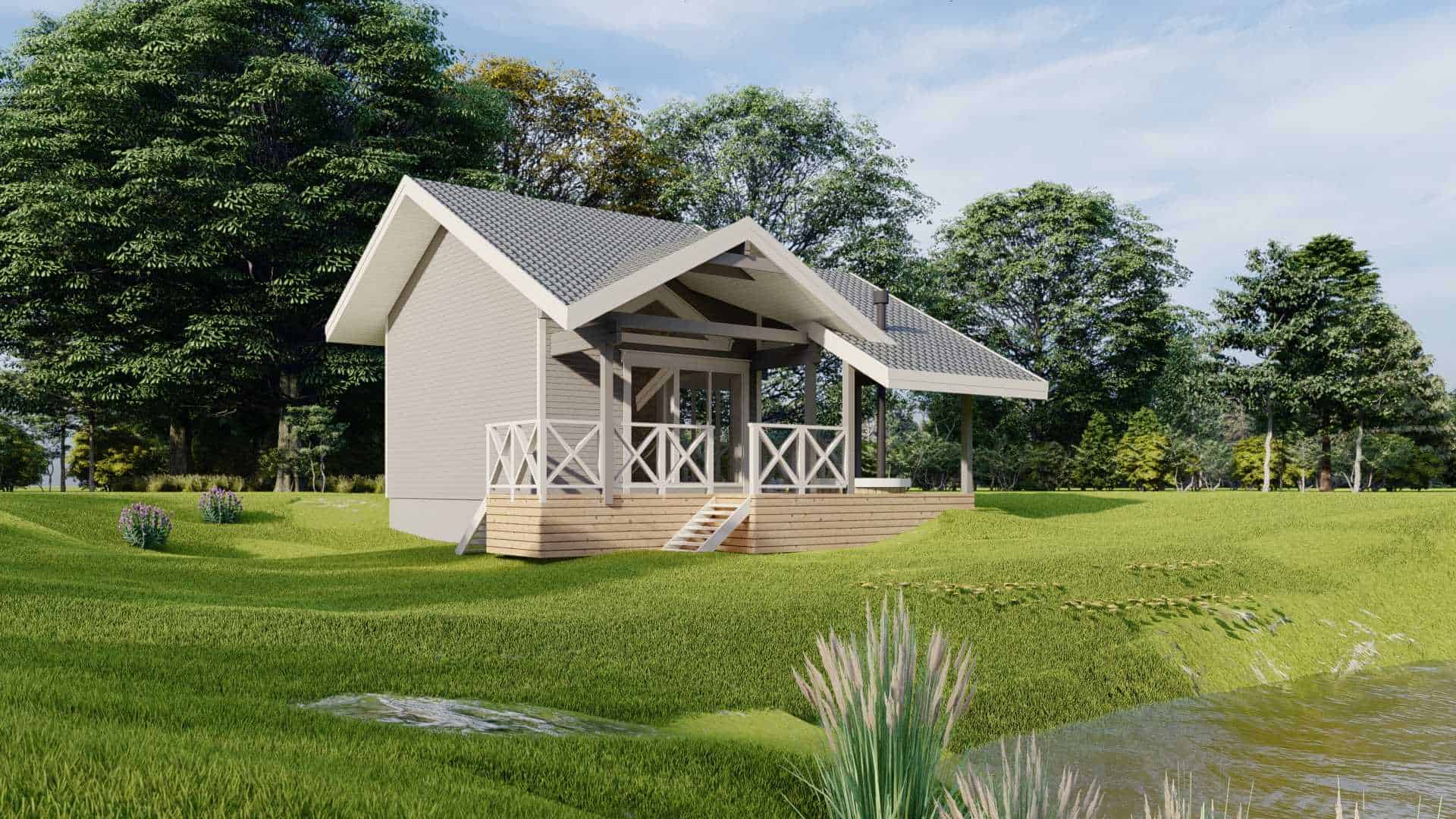 Sauna z bali klejonych A35 — 35 m² z dwiema sypialniami — UAB „Dolena” (Dolena Timber Houses)