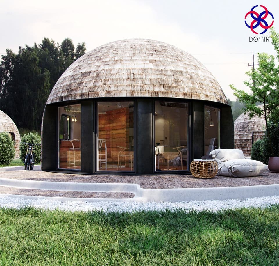 Dom kopułowy Dziewanna — 35 m², zestaw modułów z montażem — Domir sp. z o.o.