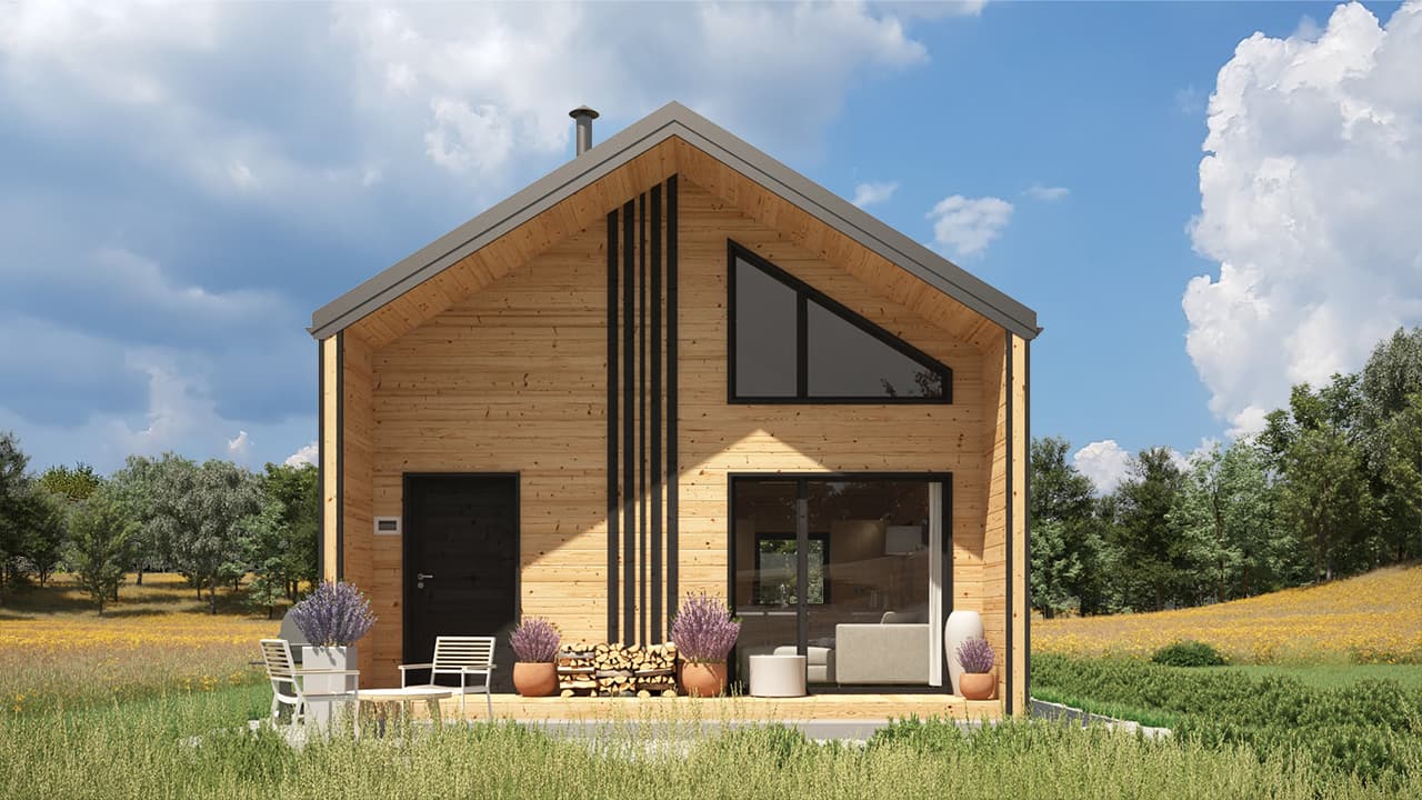 Domek piętrowy z antresolą Domek 5 — 5 × 7 m, 35 m² — Domki Zylajek