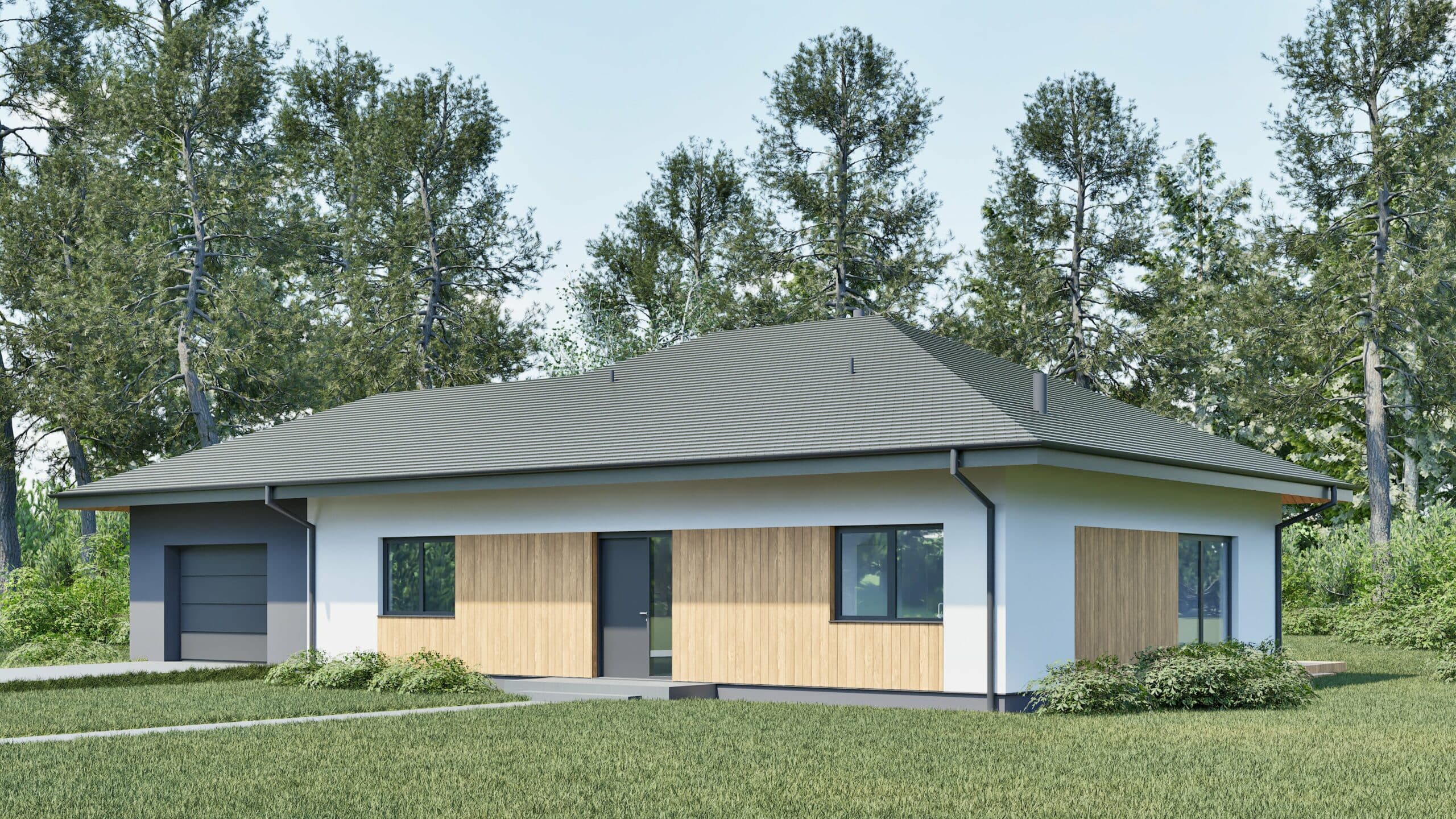 DZS Zielony 139 — dom parterowy z garażem, 139,61 m² (w tym garaż 29,52 m²) — Domy Zielonej Synergii sp. z o.o.