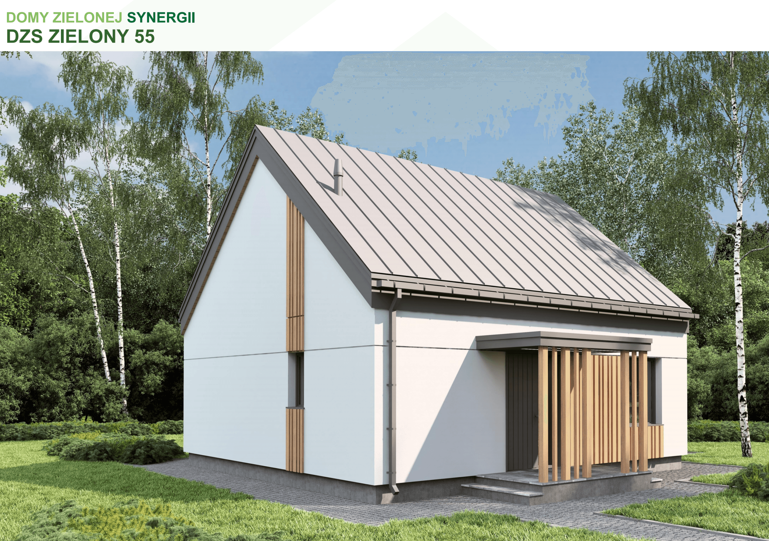 DZS Zielony 55 — dom parterowy ze stryszkiem, 55,78 m² — Domy Zielonej Synergii sp. z o.o.