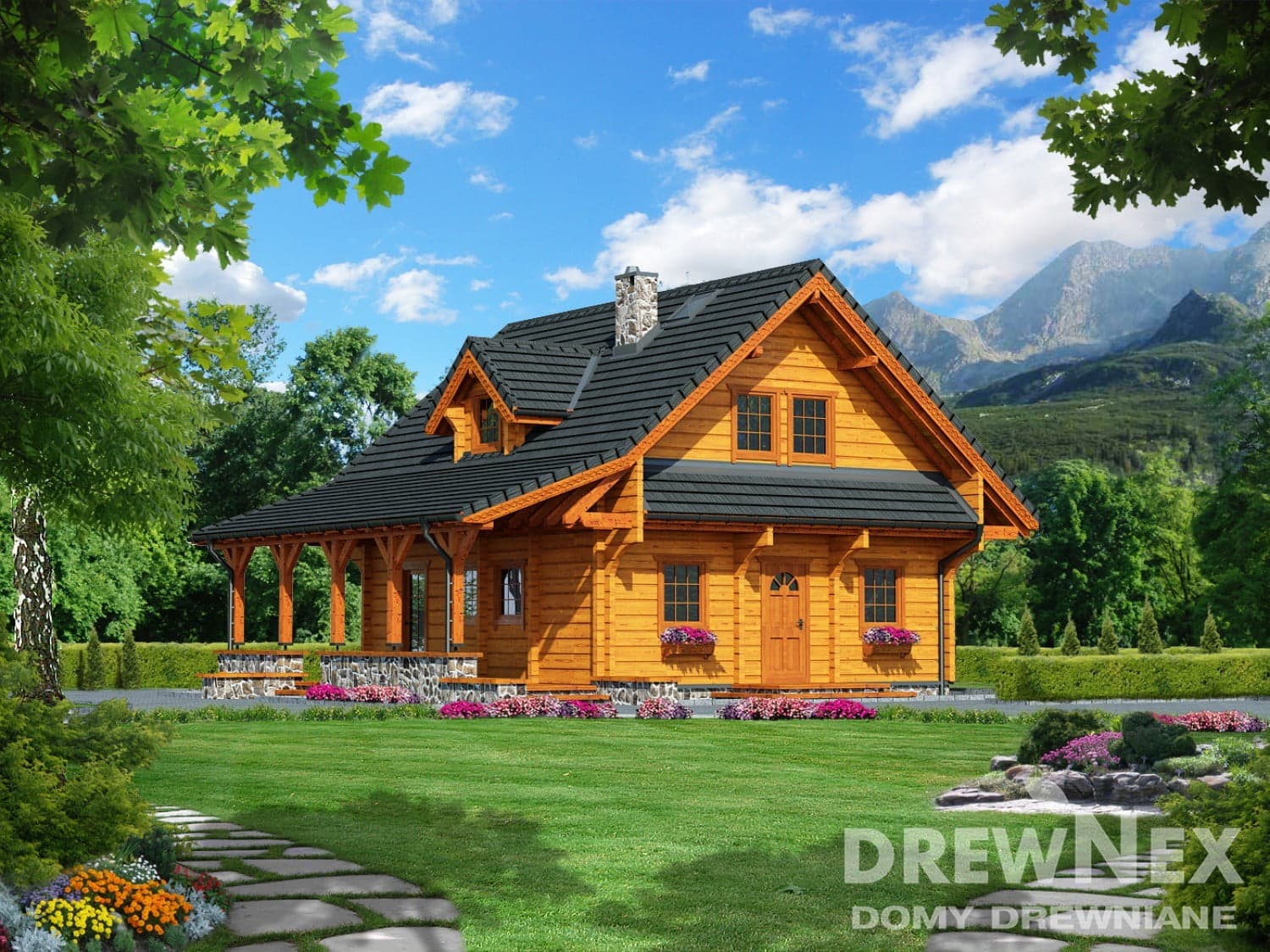 Dom z bali Anegdota, 87,3 m² — Domy Drewniane DREWNEX sp. z o.o.