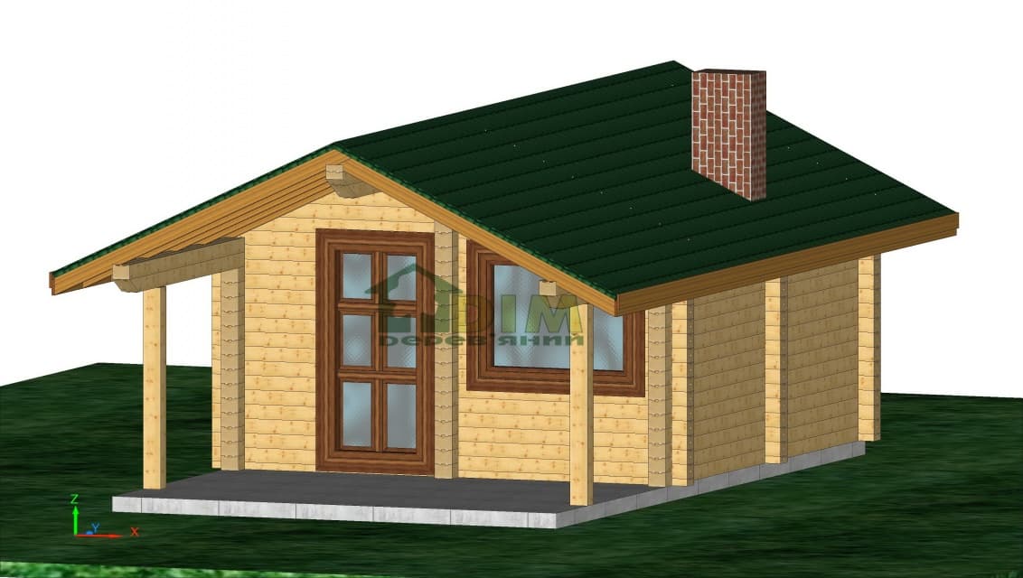 Łaźnia z bala klejonego — 21 m² z tarasem — Drewniany Dom (ТзОВ „Дерев’яний Дім”)