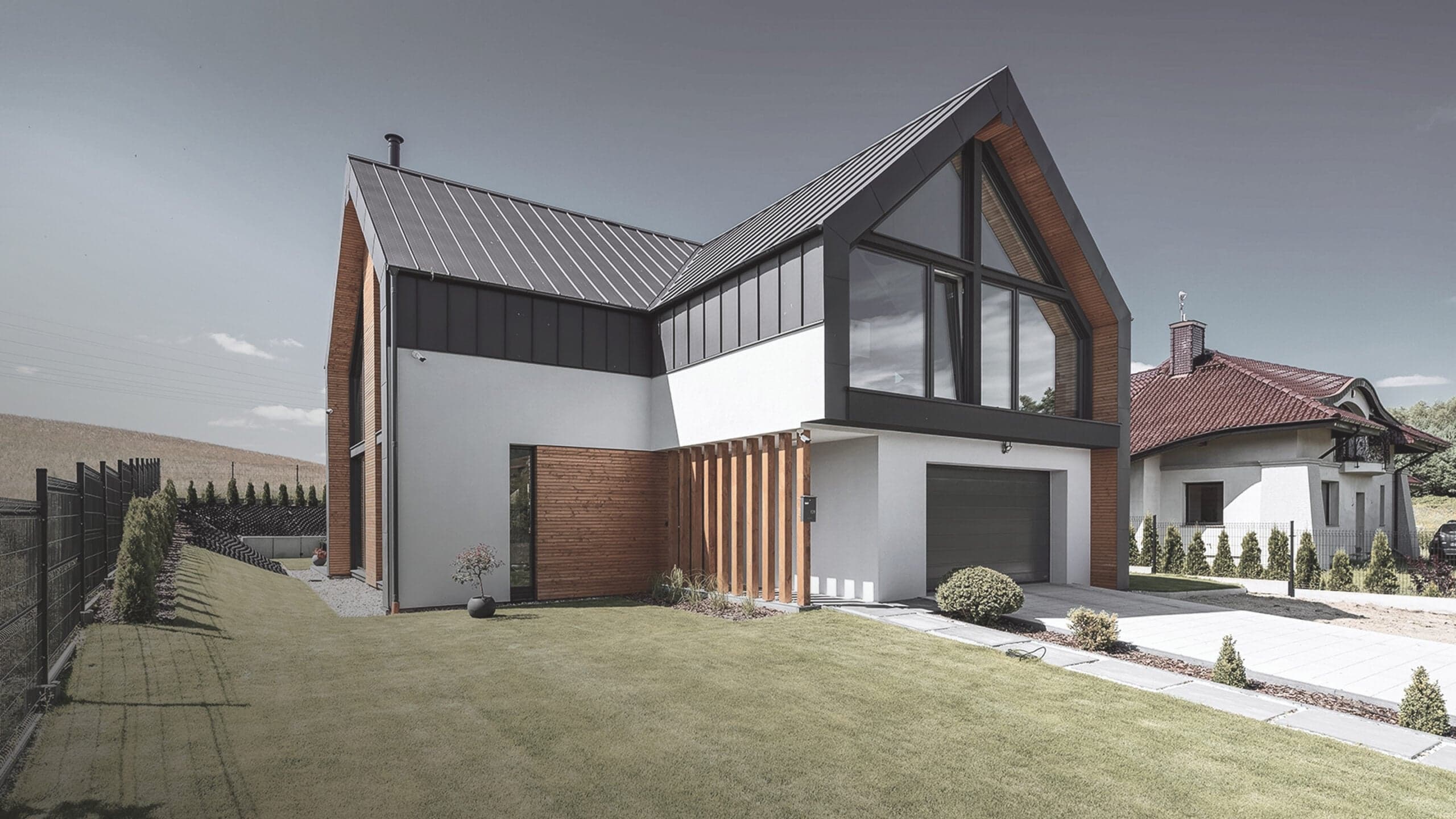 ECO 197 — nowoczesna stodoła na planie litery L, 197 m² — Ecologiq