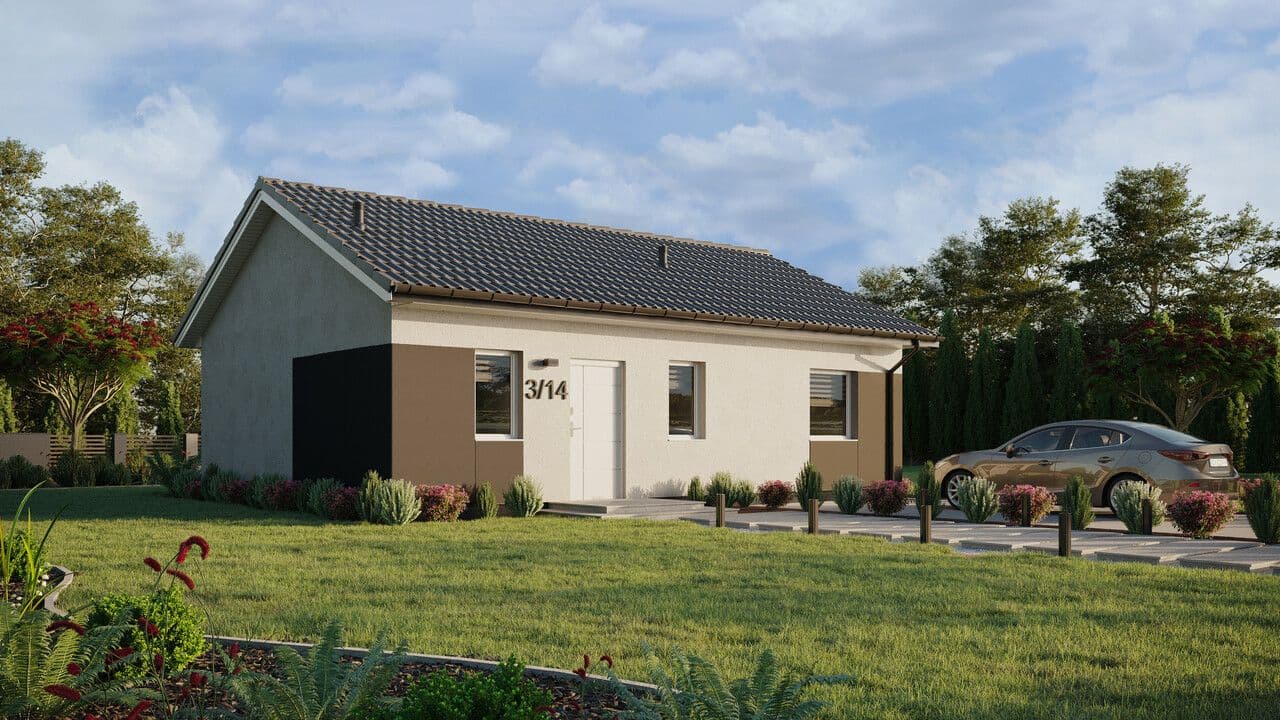 Dom szkieletowy ERDOL 1 XL — parterowy, 74 m² — ERDOL HAUS (BOX HAUS Sp. z o.o.)