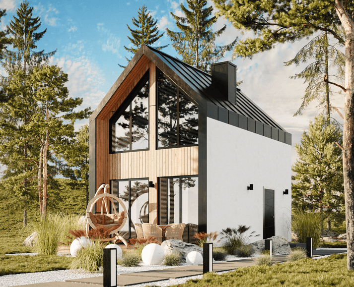 Dom szkieletowy EW 10 z poddaszem — 41,2 m² — Euro-Wood sp. z o.o.