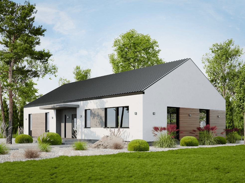 Dom szkieletowy parterowy EW 16 — 131,78 m² — Euro-Wood sp. z o.o.
