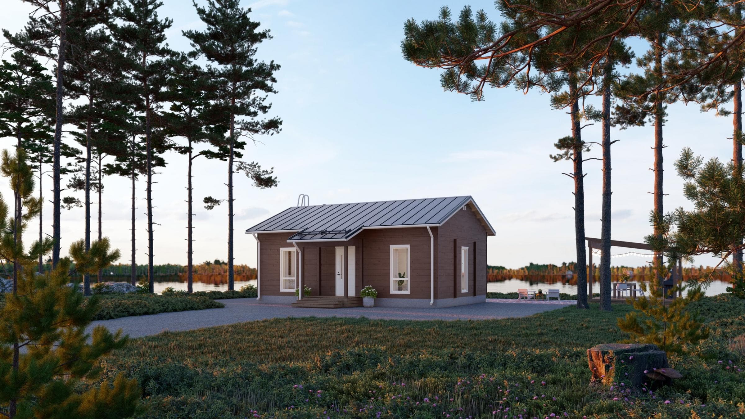 Dom wakacyjny z bali Välke 66 — 10,0 × 6,6 m, 66 m² — DEN Finland Oy (Finnlamelli)