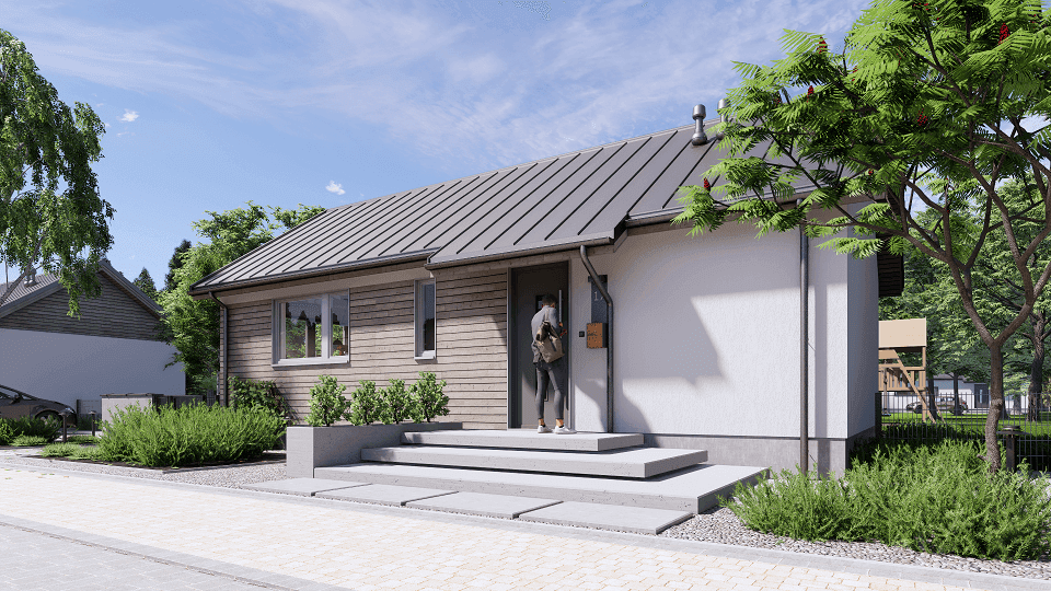 Dom modułowy Rolig 70 — parterowy, 56,3 m² użytkowej — Fjordom Sp. z o.o.