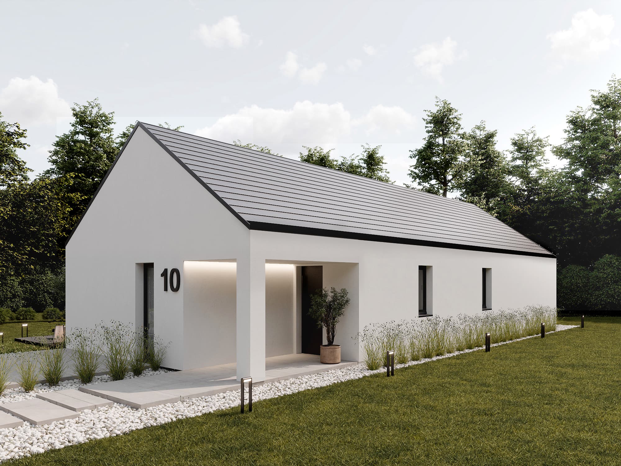 Dom z keramzytobetonu FH110S — nowoczesna stodoła, 111 m² — model domu