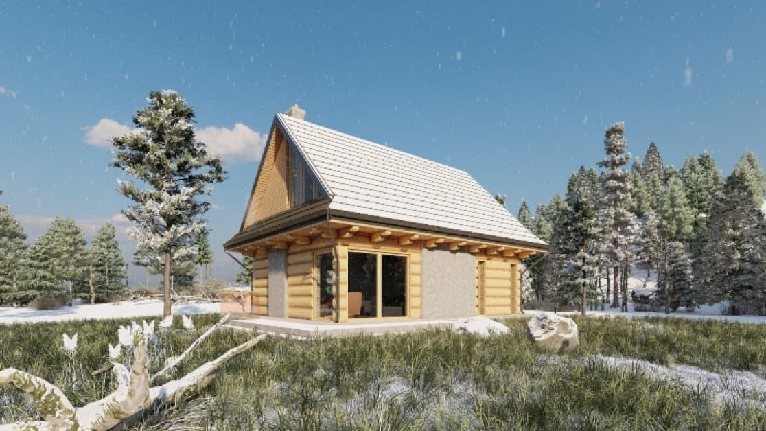 Folk House 130 m² (12,5 × 9,5 m) — pakiet Komfort — Global House Construction