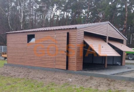 Garaż blaszany 6 × 5 m dwuspadowy, podwójna brama uchylna — F.P.U.H. GO-STAL Michał Gocal