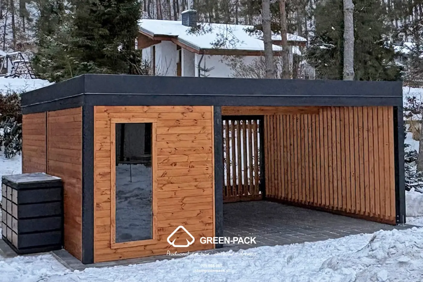 Wiata garażowa Ringo z pomieszczeniem gospodarczym — 5 × 6 m — Green-Pack Przemysław Obijalski