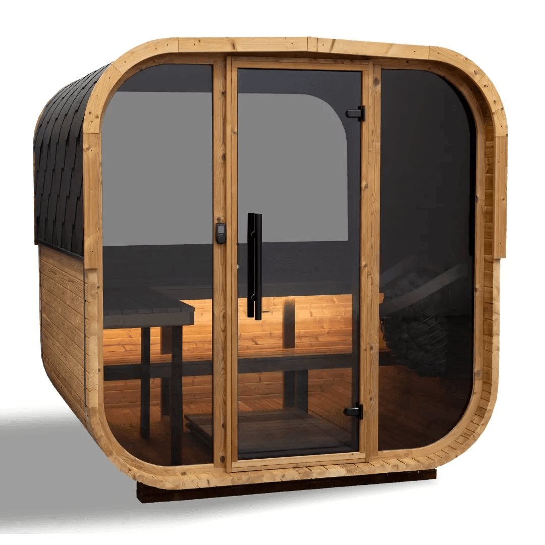 Sauna ogrodowa QUADRA X — 2,12 × 1,88 m, 2–4 osoby — HANSCRAFT, s.r.o.
