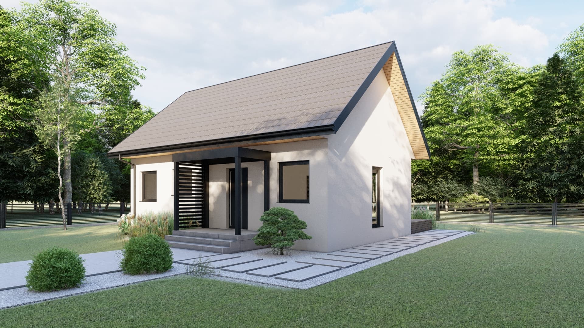 Kameralny — parterowy dom 70 m² zabudowy z trzema pokojami — model domu