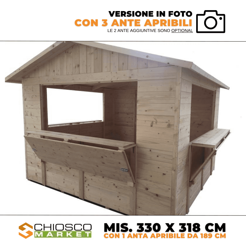 Kiosk handlowy Market 330 × 318 cm z ladą 1,89 m — Home Idea Italia S.r.l.
