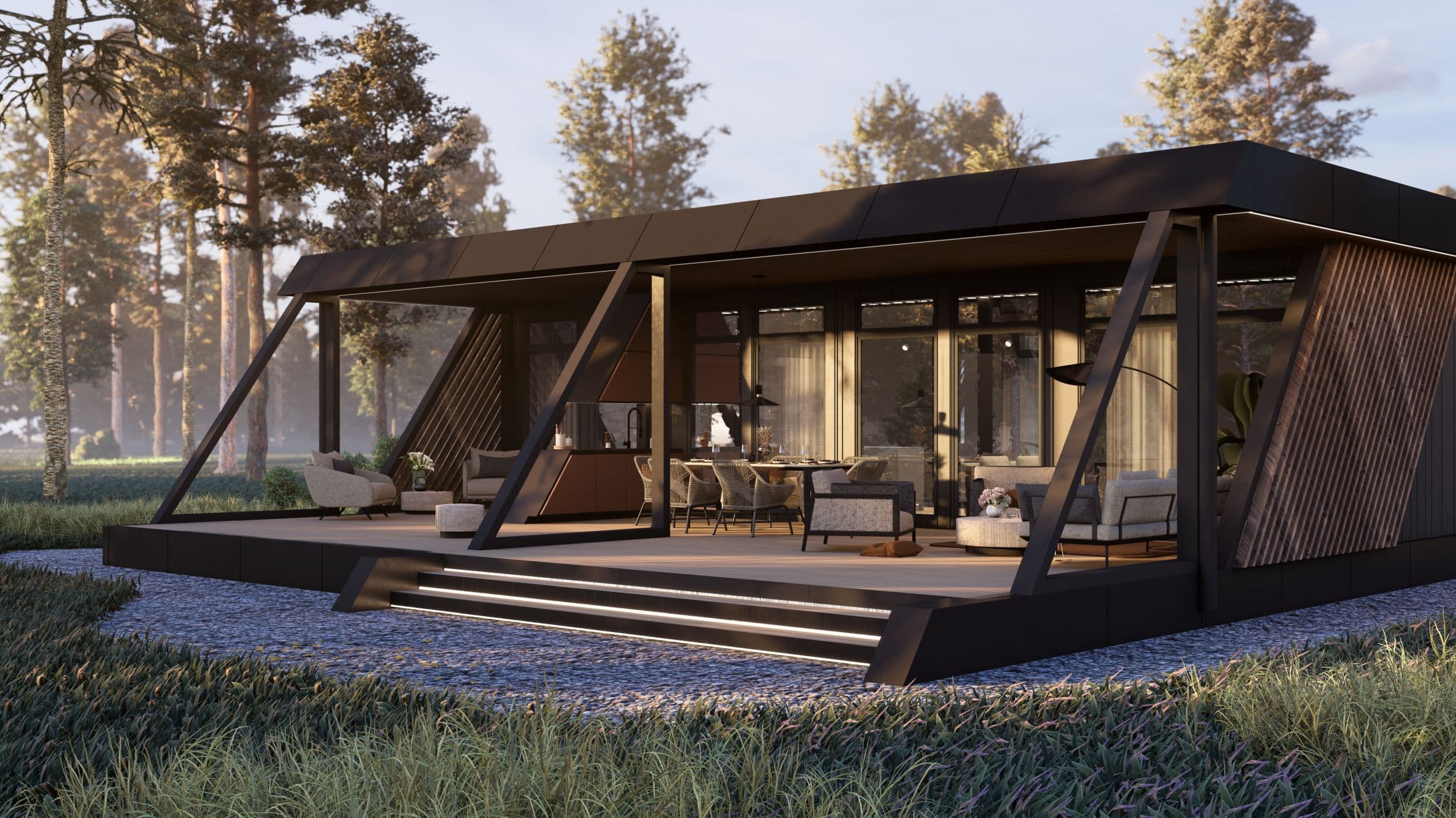 Dom prefabrykowany OSCAR — 91,55 m² + taras 71,21 m² — HOMERS Production s.r.o.