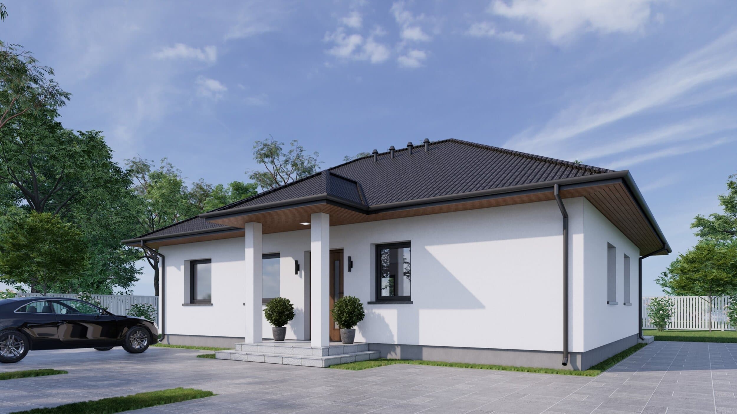 Dom parterowy P01 — 87,14 m², 8,84 × 12,04 m — Hortus Michał Lewandowski Sp. z o.o.