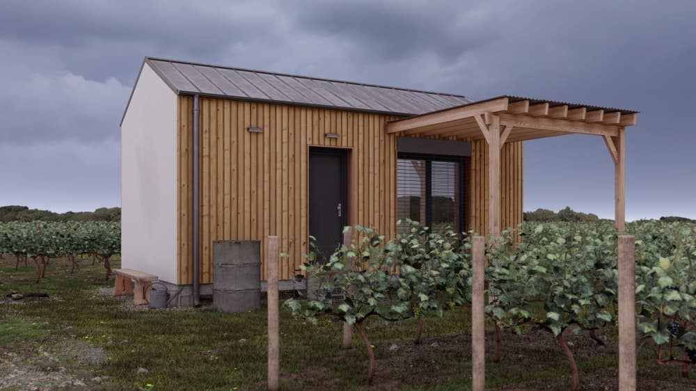 Dom modułowy Design 8 — 8 × 4,2 m, 26,1 m² — Hutch House (Petr Králík, AESPB Konsult s.r.o.)