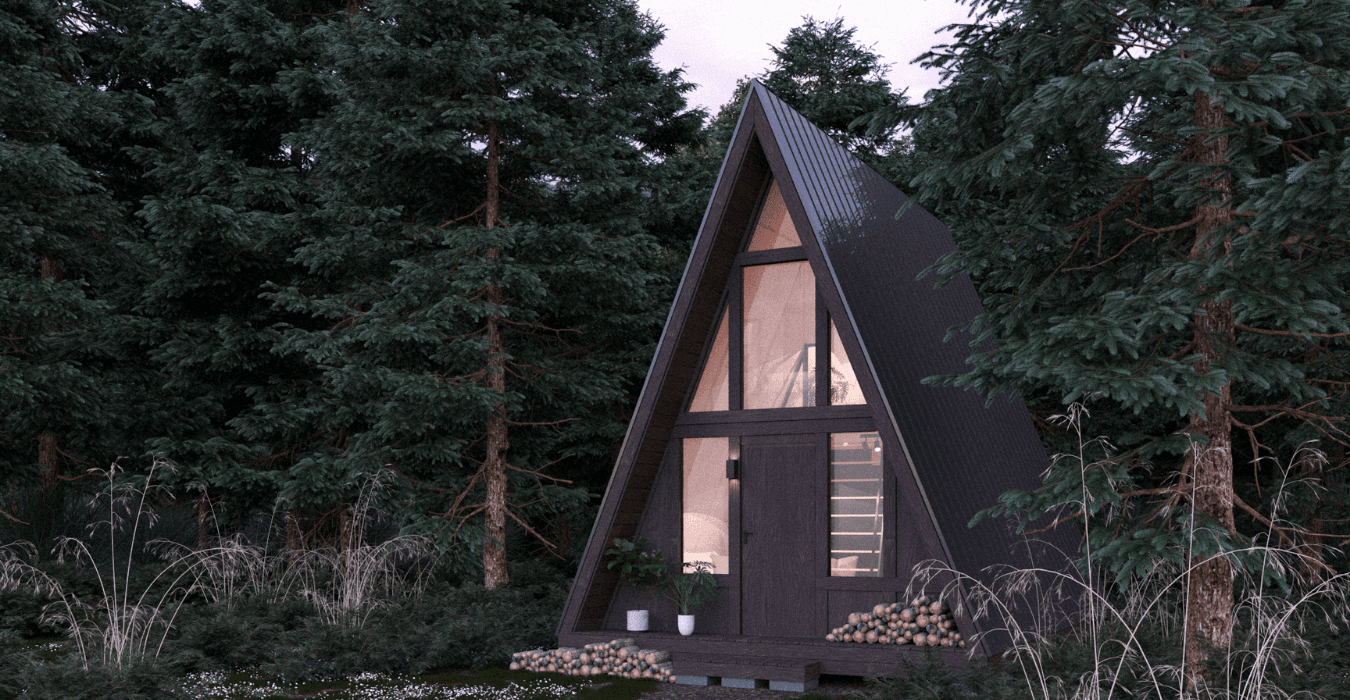 Domek A-Frame 35 m² z antresolą — model domu