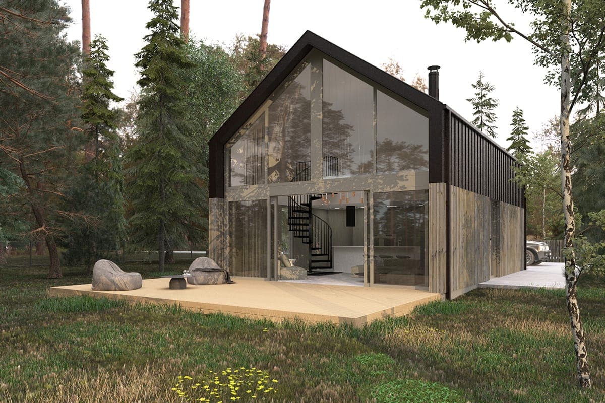 Dom LEŚNY 3 — nowoczesna stodoła z antresolą, 81,7 m² — INVECO DOMY