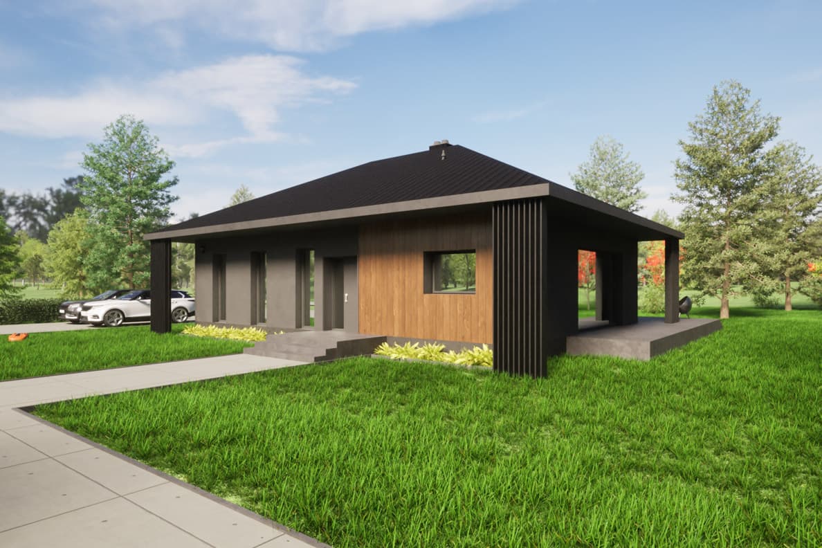 Dom parterowy JK120K — 101,53 m² — JK HAUS – WIĄZAR-SYSTEM Sp. z o.o.