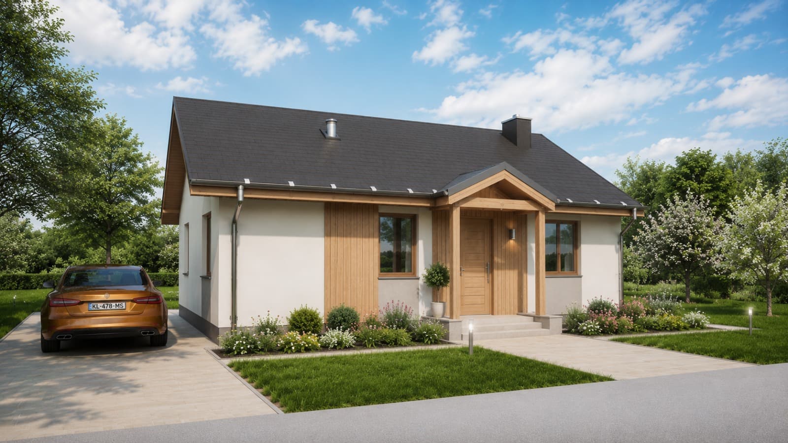 Dom parterowy JK70 — 52,95 m² — JK HAUS – WIĄZAR-SYSTEM Sp. z o.o.