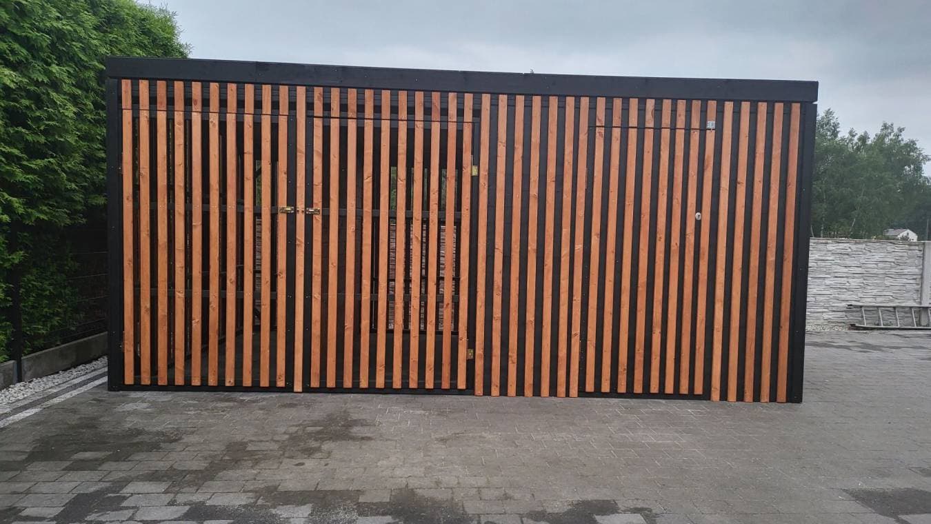 Domek narzędziowy z drewutnią HERMES 3 × 5 m — JM WOOD Roman Mądry