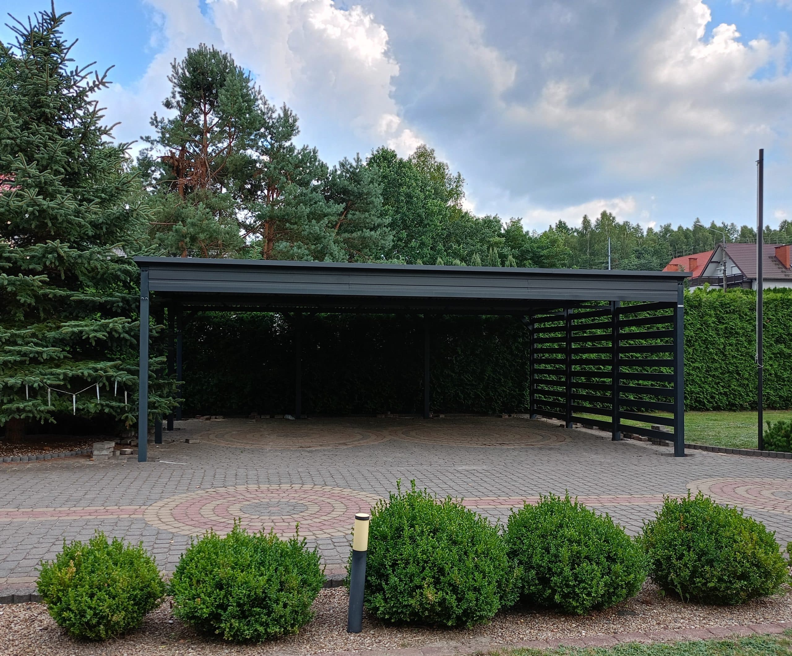Wiata samochodowa dwustanowiskowa z roletami WS600x500R — 6 × 5 m, 30 m² — KARSTAL Sebastian Karpeta