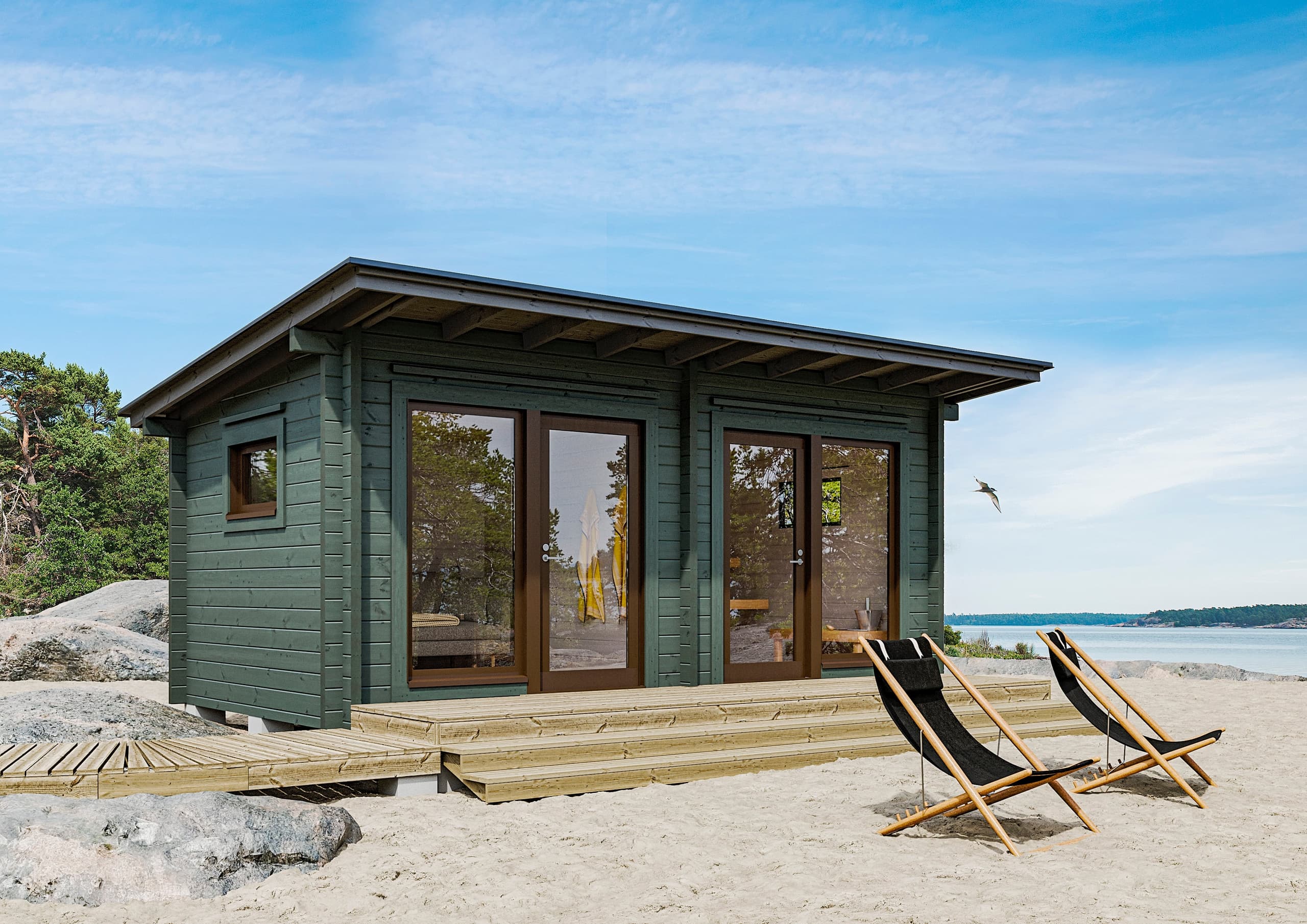 Sauna ogrodowa z bali Pioni — 15,5 m², z pokojem — Kontio (Kontiotuote Oy)